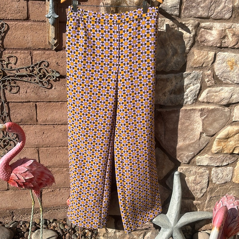 Urban Outfitters Daisy Print Pants Floral Wide Leg Baggy Hippie Medium Y2K